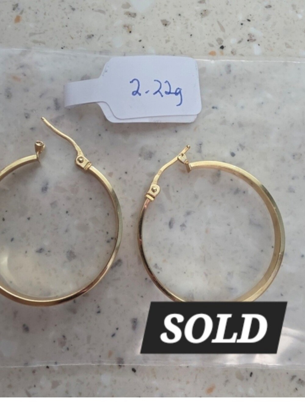 SOLD !  Pure Gold From DUBAI Hoop Earrings WITH 750 STAMP